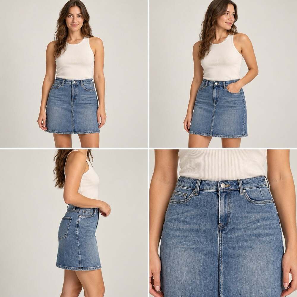 H&M LOGG Denim Skirt Womens 8 Blue Medium Wash Jean Straight Casual Pockets